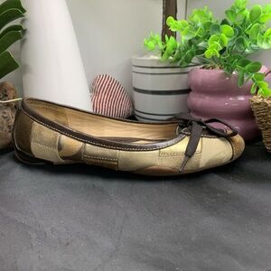 COACH Patchwork Leather Bow Slip On JASMINE Flats/Loafers Size 6.5